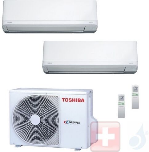 Toshiba Duo Split 12+12 Daiseikai Light RAS-B13J2KVRG-E RAS-B13J2KVRG-E RAS-2M18U2AVG-E 3.5+3.5 kW Klimageräte Wand R-32