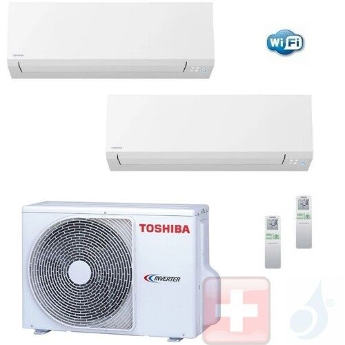 Toshiba Duo Split 5+9 Shorai Edge RAS-M05N4KVSG-E RAS-B10N4KVSG-E RAS-2M10U2AVG-E 1.5+2.5 kW Klimageräte Wand R-32