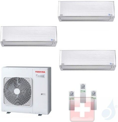 Toshiba Trio Split 9+12+12 RAS-3M18U2AVG-E Super Daiseikai 9 Klimageräte R-32 Wand 2.5+3.5+3.5 kW A++ A+ WiFi Optional