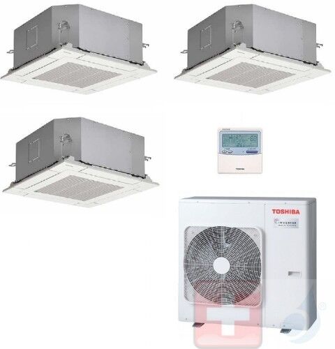 Toshiba Trio Split 9+9+9 RAS-3M26U2AVG-E 4 Luftauslässe 60x60 Klimageräte R-32 Kassettengerät 2.5+2.5+2.5 kW A++ A+