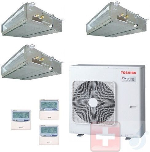 Toshiba Trio Split 9+9+9 RAS-3M18U2AVG-E Slim Klimageräte R-32 Kanalgerät 2.5+2.5+2.5 kW A++ A+ WiFi Optional