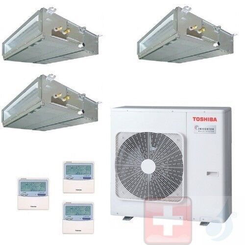 Toshiba Trio Split 9+9+15 RAS-3M18U2AVG-E Slim Klimageräte R-32 Kanalgerät 2.5+2.5+4.2 kW A++ A++ WiFi Optional
