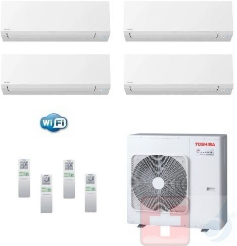 Toshiba Quadri Split 7+7+7+21 RAS-4M27U2AVG-E Klimageräte Shorai Edge R-32 2.0+2.0+2.0+6.1 kW Wand A+ A+ Wifi