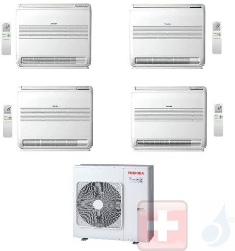 Toshiba Quadri Split 12+12+12+12 RAS-4M27U2AVG-E Klimageräte Seiya R-32 3.5+3.5+3.5+3.5 kW Wand A++ A+ WiFi Optional