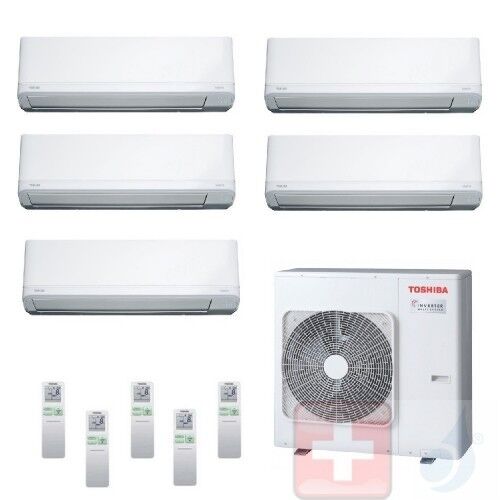 Toshiba Penta Split 9+9+9+9+24 RAS-5M34U2AVG-E Klimageräte Daiseikai Light R-32 2.5+2.5+2.5+2.5+7.1 kW Wand WiFi Optional