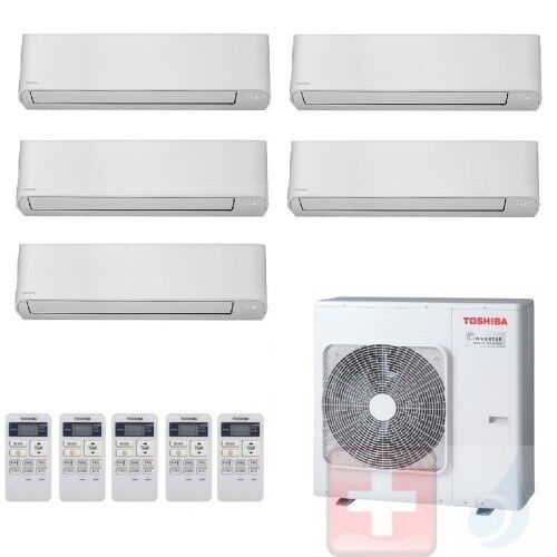 Toshiba Penta Split 5+5+5+5+9 RAS-5M34U2AVG-E Klimageräte Seiya R-32 1.5+1.5+1.5+1.5+2.5 kW Wand WiFi Optional