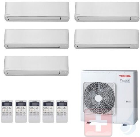 Toshiba Penta Split 5+5+5+5+15 RAS-5M34U2AVG-E Klimageräte Seiya R-32 1.5+1.5+1.5+1.5+4.2 kW Wand WiFi Optional