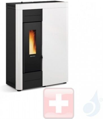 Extraflame Hydro Pelletöfen  Virna Idro  12.3 kW metal Weiß 1282601 mit Fernbedienung und Chronothermostat A++