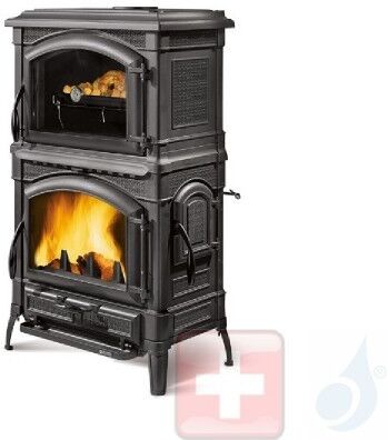 La Nordica Holzöfen mit Backofen Isotta Forno Evo 9.7 kW Gusseisen Schwarz serie Emailliertes Gusseisen 7119104 A+ Extraflame