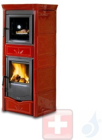 La Nordica Holzöfen mit Backofen Nicoletta Forno Evo 9.1 kW Gusseisen Bordeaux serie Armony 7116380 A+ Extraflame