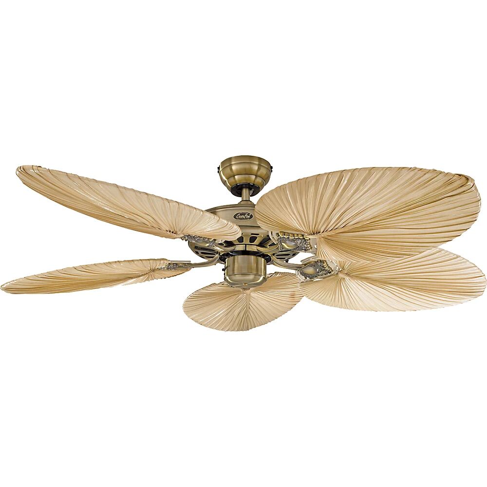 Deckenventilator CLASSIC ROYAL Rotorblatt-Ø 1320 mm, oval Palme natur / Messing antik