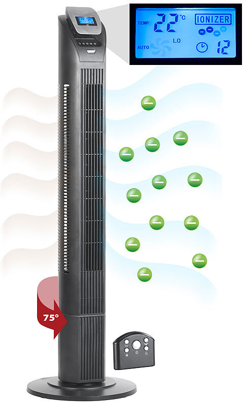 Sichler Haushaltsgeräte 3-stufiger Design-Turmventilator mit Ionisator, 75°-Oszillation, 50 W