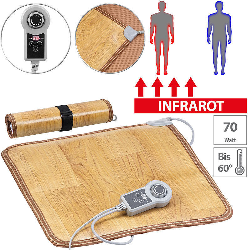 infactory Beheizbare Infrarot-Fußboden-Matte, 50,5 x 55 cm, bis 60 °C, 70 Watt