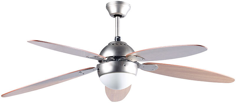 Sichler Haushaltsgeräte Großer Deckenventilator VT-997 mit Holzflügeln & Beleuchtung, Ø 132 cm