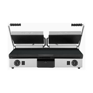 MilanToast – Doppelte Grillplatte aus Gusseisen mit glatten Rippen, 220–240 V, 3,5 kW