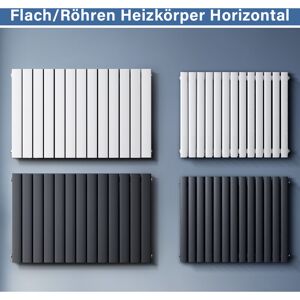 Design Flachheizkörper Horizontal Heizkörper wohnzimmer Heizung Paneelheizkörper Weiß 630x1004mm,Doppellagig,1258 Watt,18-25m² - Sonni