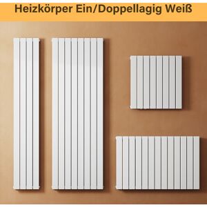 SONNI Design Flach Heizkörper Weiß Paneelheizkörper 630x850mm Horizontal Doppellagig 1065 Watt