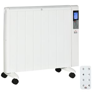 HOMCOM 4 Modi Heizkörper mit LCD-Display 2000W Elektroheizung 2 Stufen 5-35℃, Fernbedienung，Rollen und Schutz für 15 m² Raum 75 x 7,5 x 58,5 cm