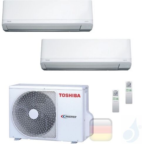 Toshiba Klimaanlagen Duo Split Wand 9000+9000 Btu R-32 Daiseikai Light B10J2KVRG B10J2KVRG 2M10U2AVG A++ A++ 2.5+2.5 kW