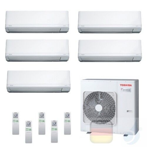 Toshiba Klimaanlagen Penta Split Wand 9+9+9+9+12 Btu + RAS-5M34U2AVG-E R-32 Daiseikai Light A++ A+ 2.5+2.5+2.5+2.5+3.5 kW