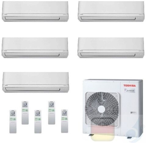 Toshiba Klimaanlagen Penta Split Wand 5+5+5+5+9 Btu + RAS-5M34U2AVG-E R-32 Shorai WiFi Opt A++ A+ 1.5+1.5+1.5+1.5+2.5 kW