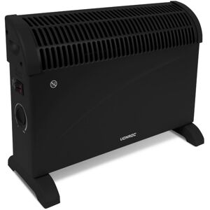 VONROC El-radiator - 2000W - Sort - Justerbar termostat - 3 varmeindstillinger - Til rum op til 24m2 - Ekstra tykt stål