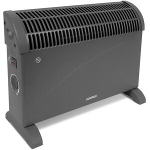 VONROC El-radiator - 2000W - Grå - Justerbar termostat - 3 varmeindstillinger - Til rum op til 24m2 - Ekstra tykt stål