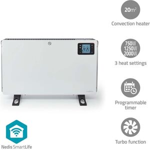 Nedis SmartLife Elradiator   Wi-Fi   2000 W   3 Varmeindstillinger   LCD   5 - 37 °C   Justerbar termostat   Hvid