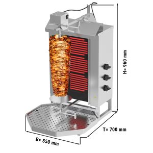 GGM GASTRO - Grill électrique pour gyros/döner - 3 brûleurs - max. 40 kg - portes battantes incluses