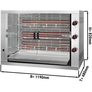 GGM Gastro - Grill a poulet electrique - 14,4kW - avec 3 broches pour jusqu'a 18 poulets Argent