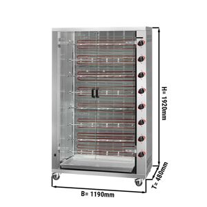 GGM Gastro - Grill a poulet electrique - 38,4kW - avec 8 broches pour jusqu'a 48 poulets Argent