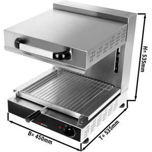 GGM Gastro - Four electrique Pita / Salamandre SPECIALE - 3 kW - 220 Volt - radiateurs reglables en hauteur Argent