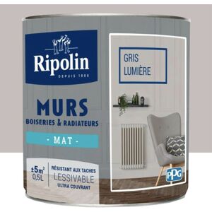 Ripolin - Peinture Murs, Boiseries, Radiateurs Gris lumière Mat 0,5 l - Gris lumière - Publicité