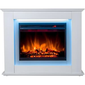 FLAMATECH Cheminée électrique à poser NEVADO - avec manteau - LEDs - L100 x P27,9 x H82,5cm - Blanche