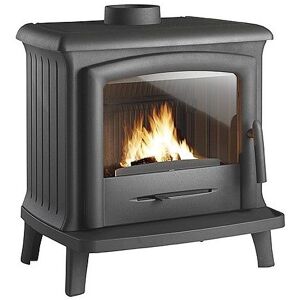 Poêle à gaz fonte véritable Effet poêle à bois 3.4 KW Noir mat Chauffage  d'appoint UNIVERSAL