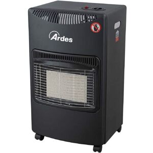 Ardes AR382 Boxer Poêle à gaz GPL à infrarouge 3 puissances avec allumage piezo électrique Vano Porte Bouteille Dispositif de sécurité et contrôle flamme et niveau oxygène et kit de montage, noir - Publicité