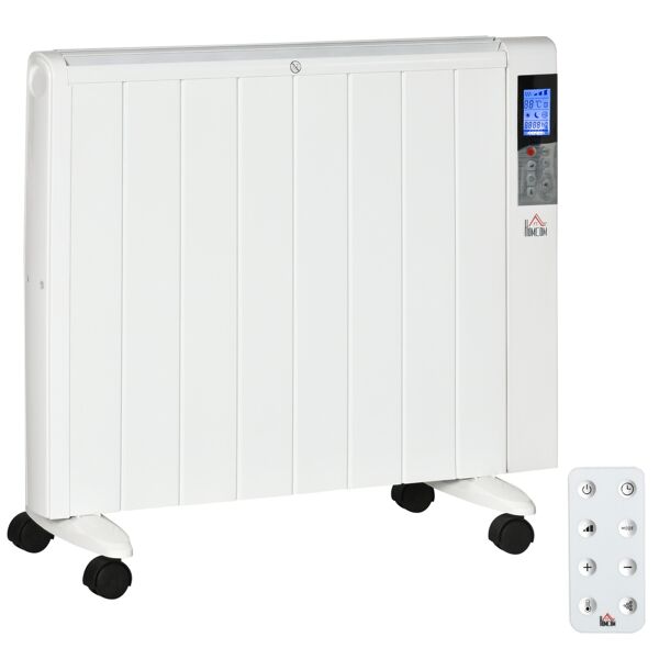 homcom stufetta elettrica portatile da 1000/2000w con timer e impostazioni di calore per stanze max 15 m², 75x31x66.5 cm, bianco