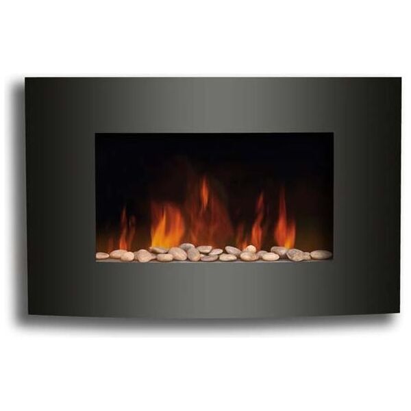 melchioni wallflame caminetto elettrico montaggio a parete termostato regolabile potenza 2000 watt colore nero - wallflame