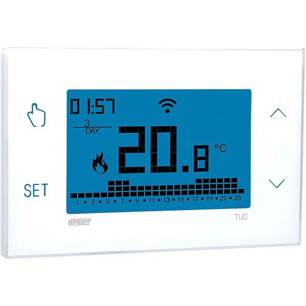 tecnomat cronotermostato vemer wifi da parete bianco con touch screen retroilluminato a batteria