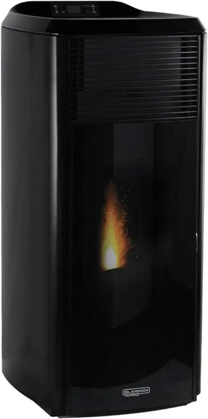 Laminox Stufa A Pellet Idro  Carlotta 24 Idro Lux Black Line Da 24 Kw Nero Lucido In A+ Wifi Ready Ecobonus Sconto In Fattura 50%