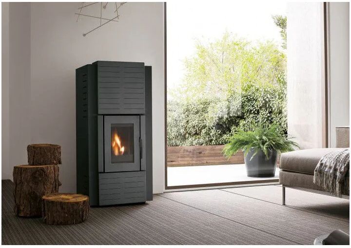 stufa a pellet palazzetti ecofire olga idro 20 kw con acqua calda sanitaria