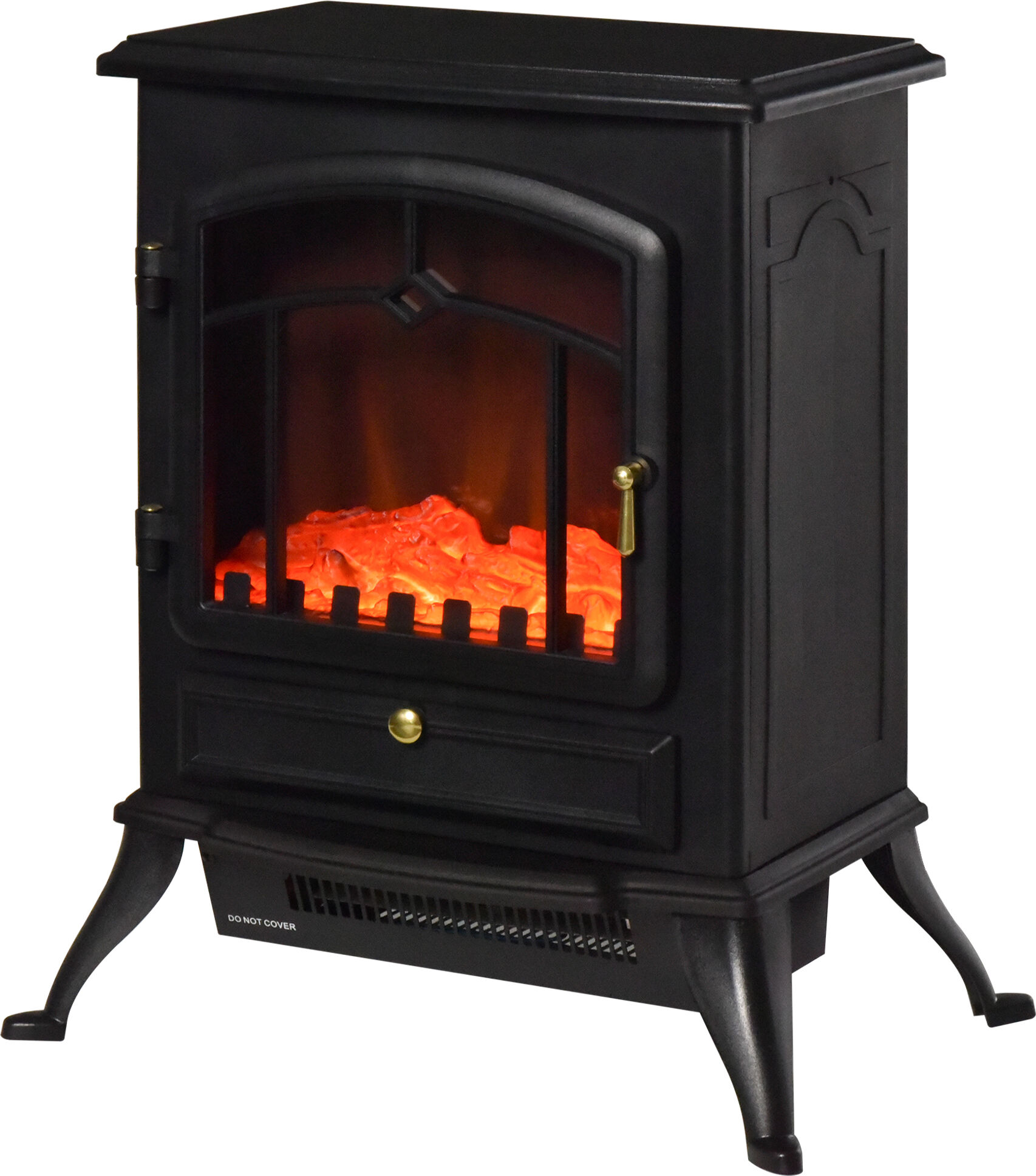 Homcom Camino Elettrico da Terra con Effetto Fiamma Potenza 1000W /2000W 45×28×54cm Nero