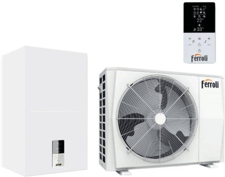 Ferroli Pompa di Calore Splittata Omnia S Hybrid H Aria-Acqua Solo Riscaldamento R-32 Classe A+++ Comando Incluso 10 kW