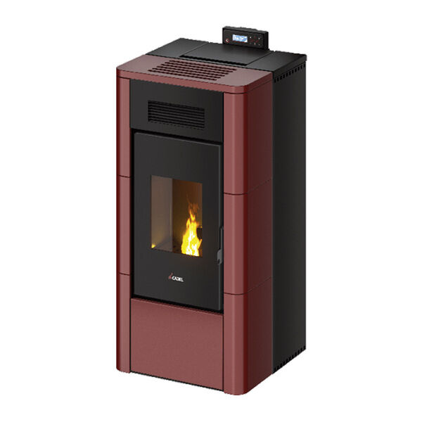 Stufa A Pellet Idro River 23 Cadel Maiolica Rossa 22,8 Kw Ad Acqua Con Wifi (KIT_7021063_6921008)