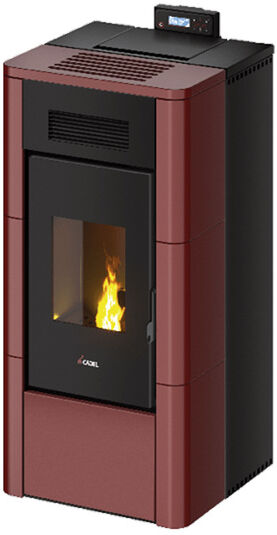 Stufa A Pellet Idro River 23 H2o Cadel Maiolica Rossa 22,8 Kw Acqua + Kit Acs + Wifi (KIT_7021064_6921008)