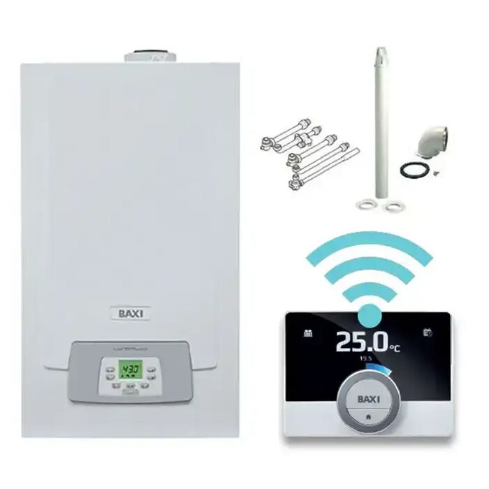 Baxi Caldaia A Condensazione Luna Alux 24 Ga 24 Kw Erp + Metano Con Kit Fumi Kit Idraulico E Mago