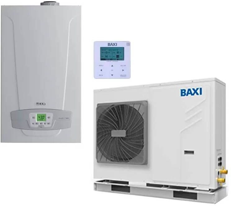 Baxi Sistema Ibrido Con Caldaia Da 35 Kw In Integrazione Alla Pompa Di Calore Auriga 16 Kw Monoblocco Inverter Monofase R32