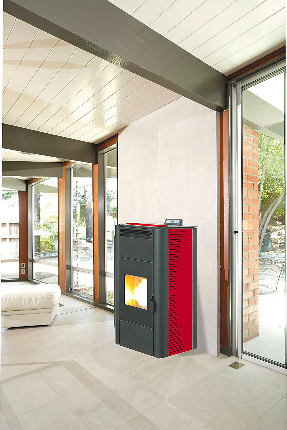 King 20 Idro Stufa A Pellet Idro 19 Kw Capacità Serbatoio 38 Kg Termostufa Volume 440 M³ Colore Bordeaux - King 20 Idro