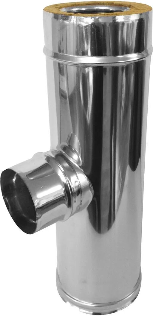 Stabile TEE FUMI DOPPIA PARETE Ø 80 mm MONO  ACCIAIO INOX AISI 316L CONFORME EN 1856-2