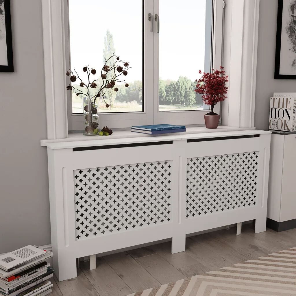 vidaXL Radiatordeksel hvit 172x19x81,5 cm MDF